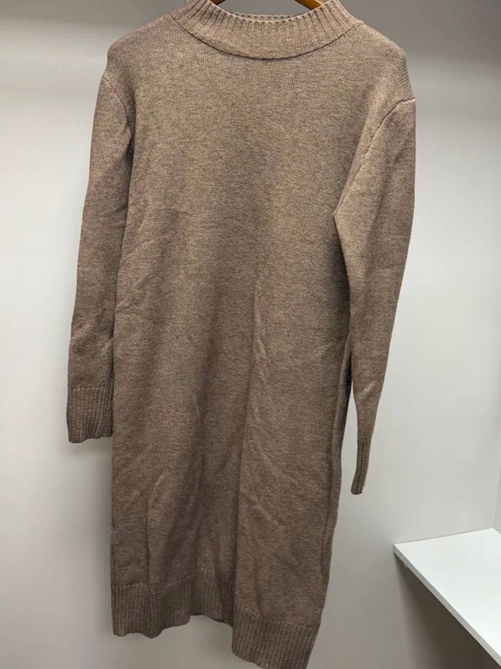 Women's Long Knit Sweater Dress - Taupe